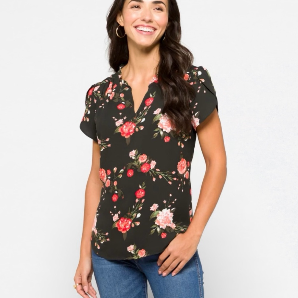 41 Hawthorn Tiffany Tulip Sleeve Blouse - Dark Green - Xsmall